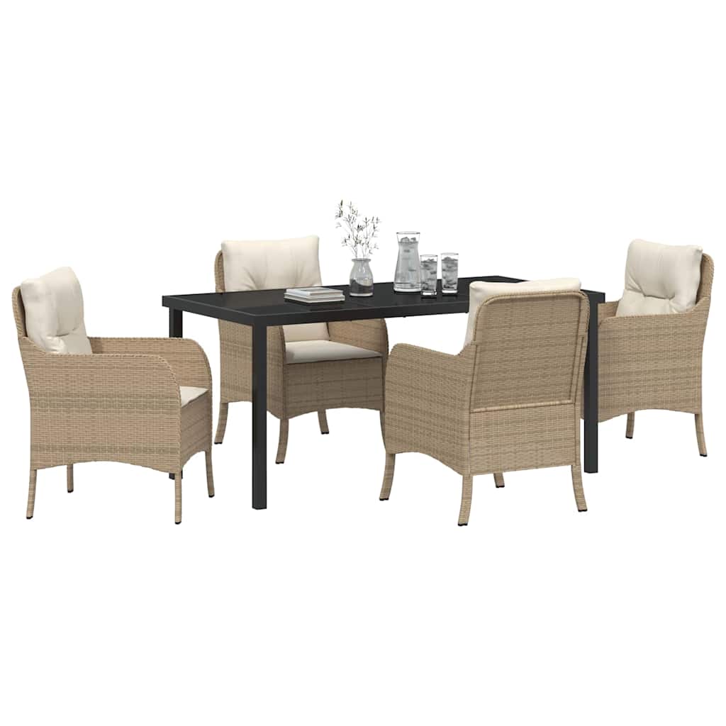 Garten Essgruppe mit Kissen 5 pcs Beige Poly-Rattan
