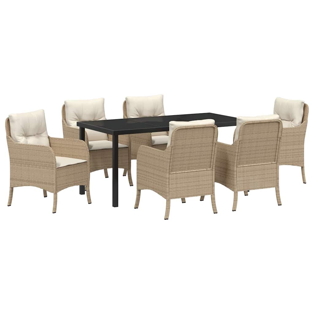 Garten Essgruppe mit Kissen 7 pcs Beige Poly-Rattan
