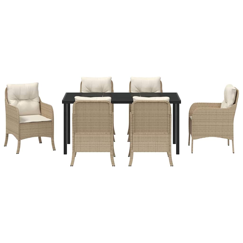 Garten Essgruppe mit Kissen 7 pcs Beige Poly-Rattan
