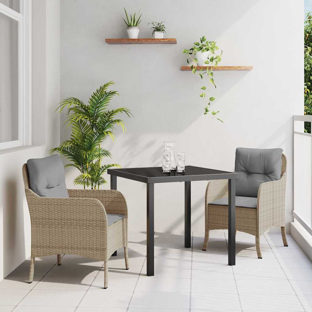 Garten Essgruppe mit Kissen 3 pcs Beige Poly-Rattan