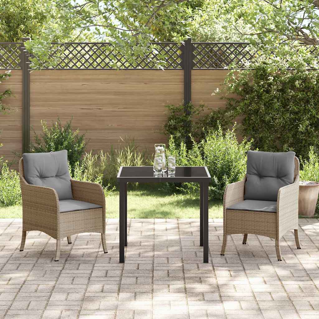 Garten Essgruppe mit Kissen 3 pcs Beige Poly-Rattan