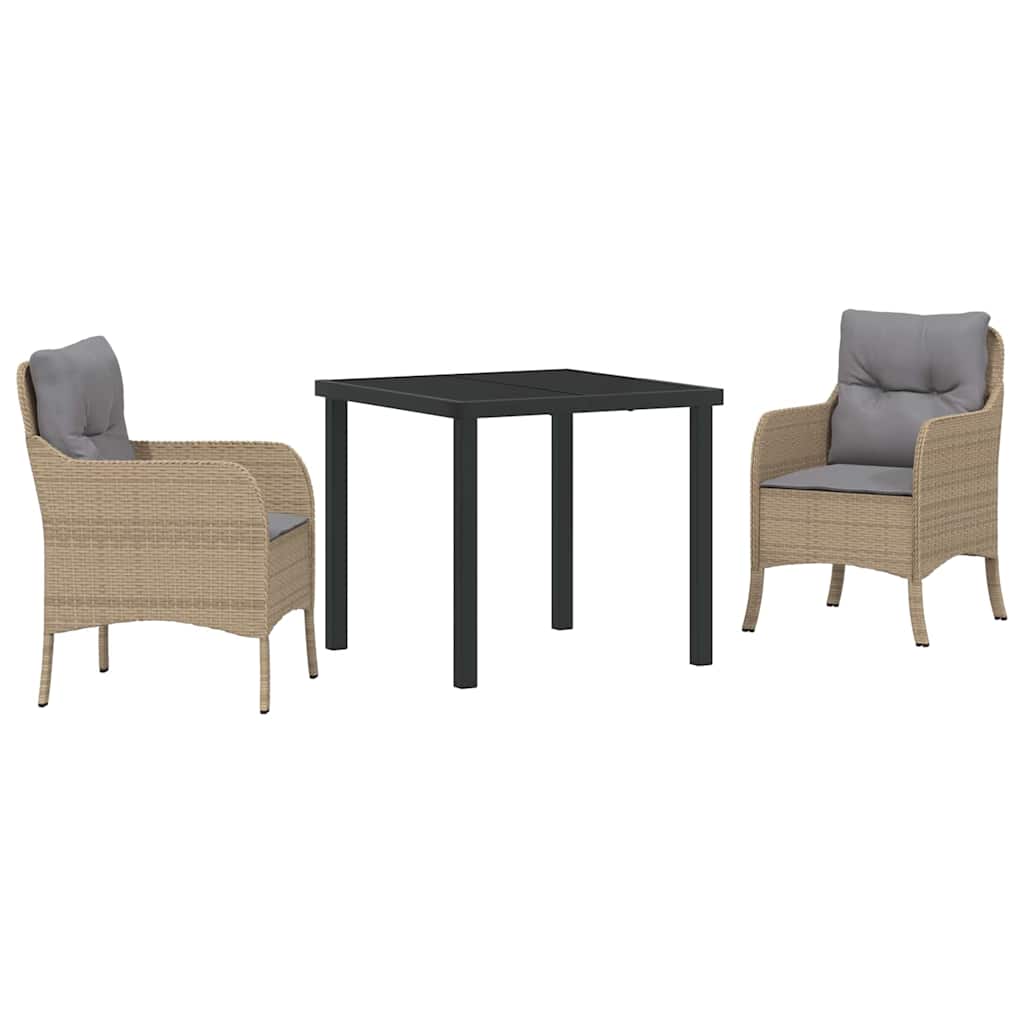 Garten Essgruppe mit Kissen 3 pcs Beige Poly-Rattan