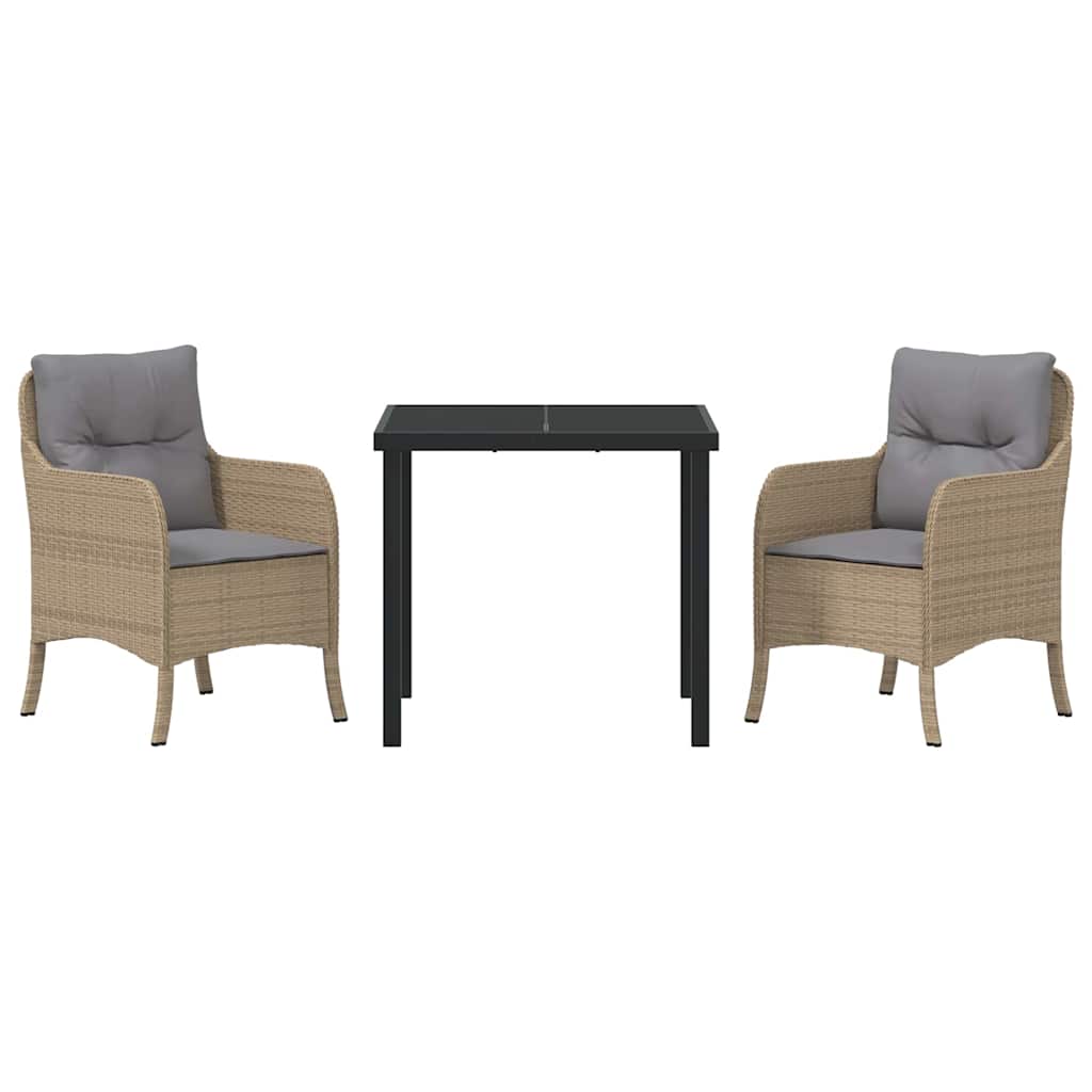 Garten Essgruppe mit Kissen 3 pcs Beige Poly-Rattan