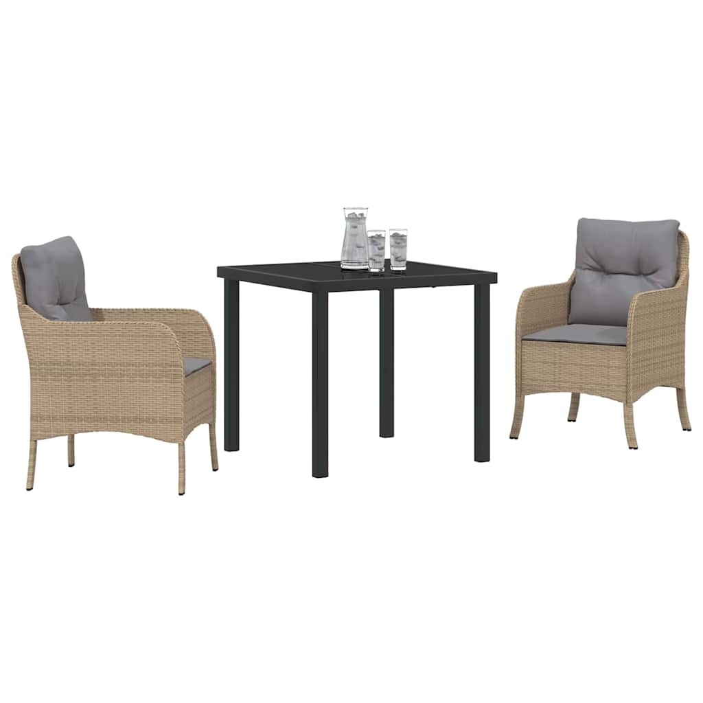 Garten Essgruppe mit Kissen 3 pcs Beige Poly-Rattan