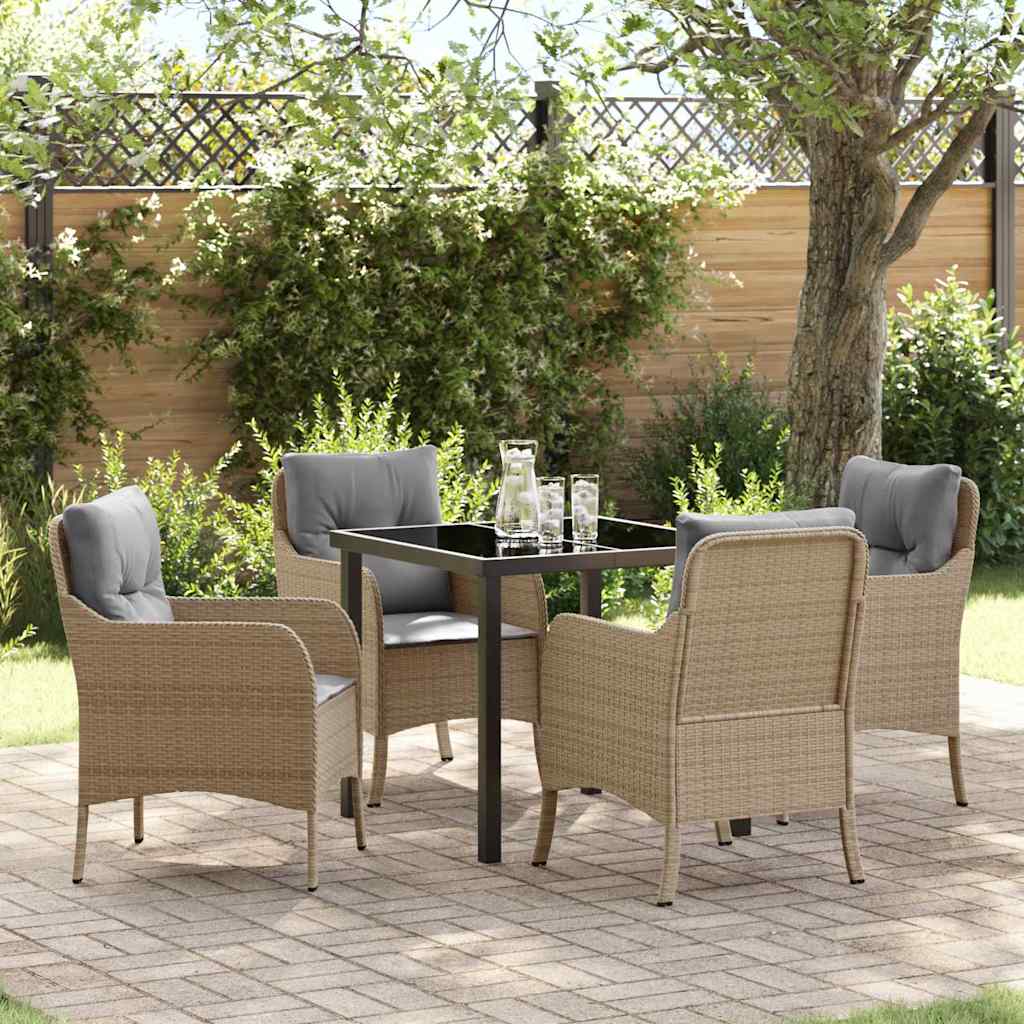 Garten Essgruppe mit Kissen 5 pcs Beige Poly-Rattan