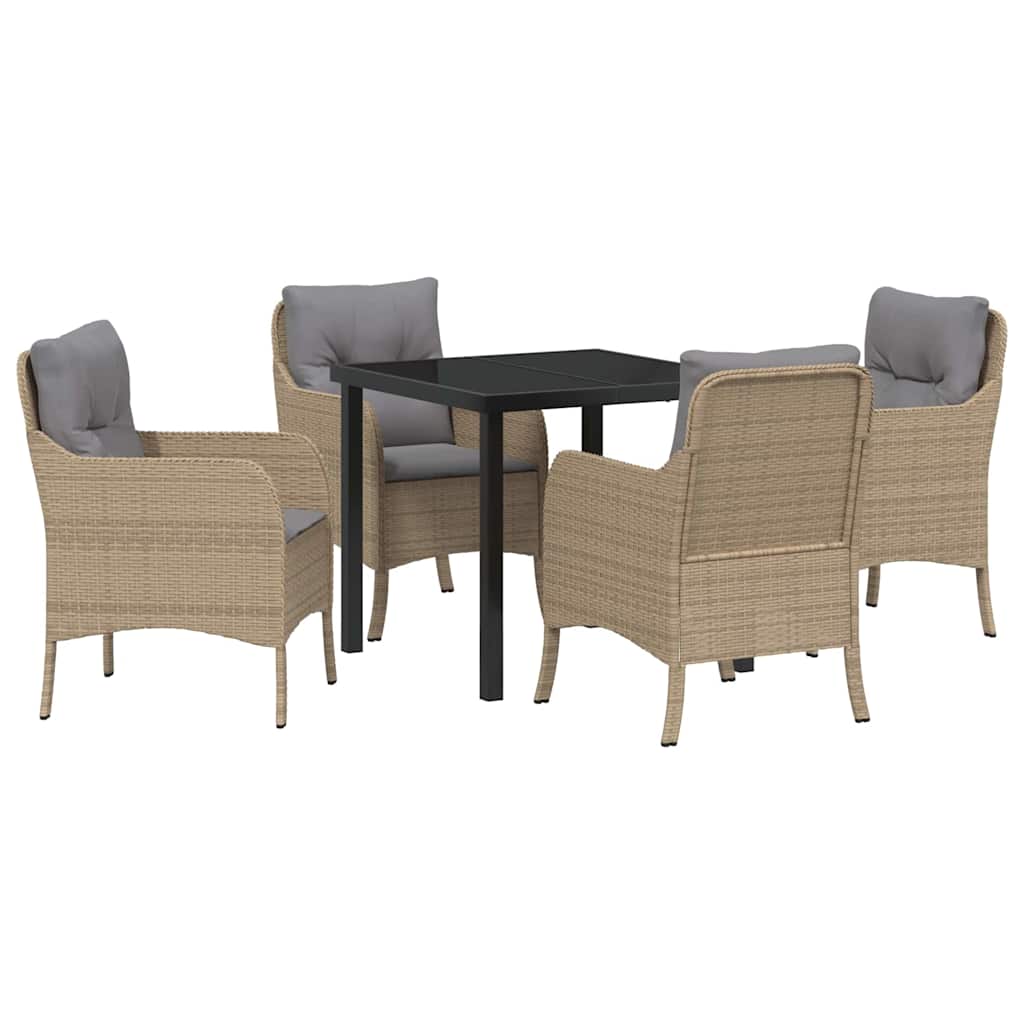Garten Essgruppe mit Kissen 5 pcs Beige Poly-Rattan