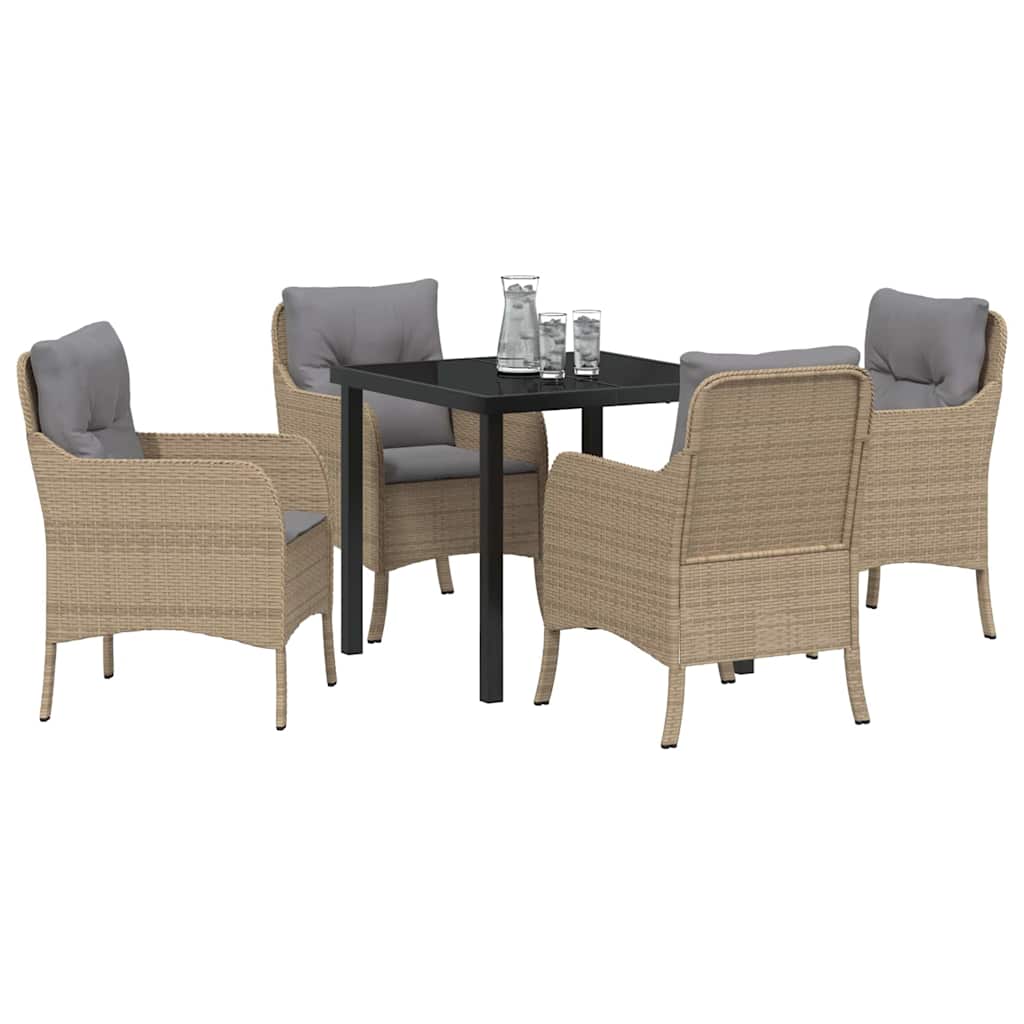 Garten Essgruppe mit Kissen 5 pcs Beige Poly-Rattan