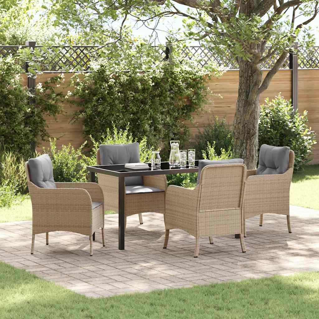 Garten Essgruppe mit Kissen 5 pcs Beige Poly-Rattan