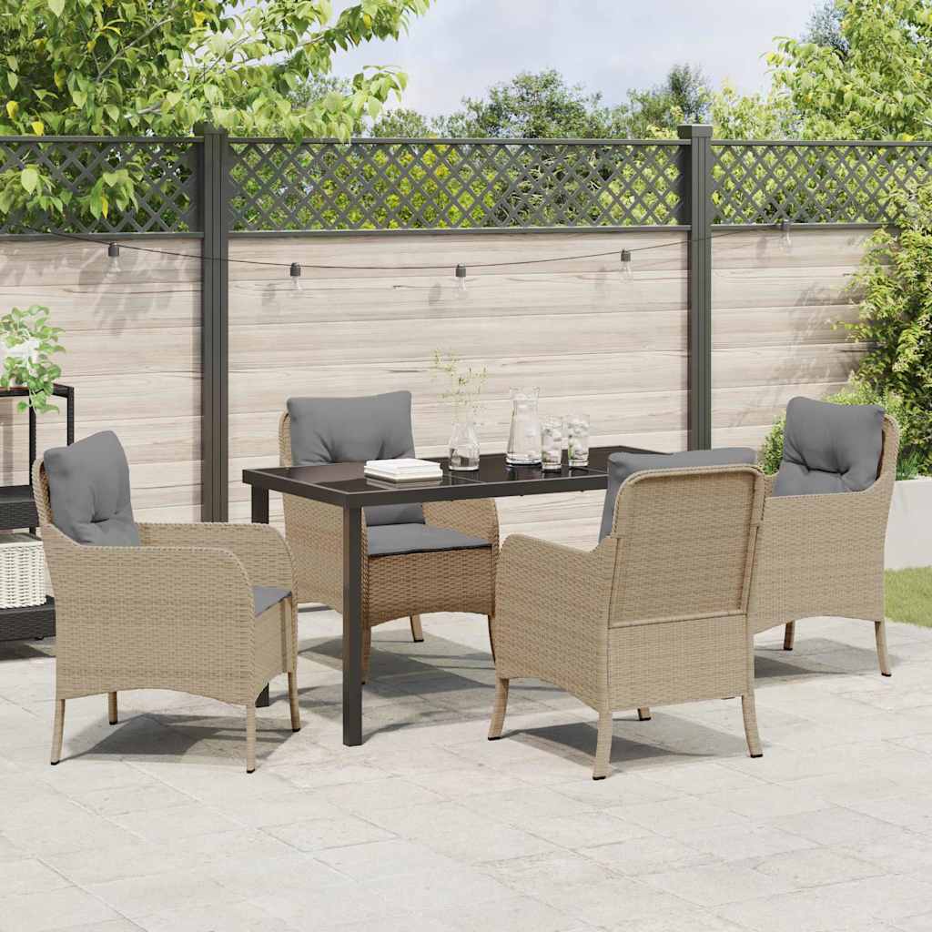 Garten Essgruppe mit Kissen 5 pcs Beige Poly-Rattan