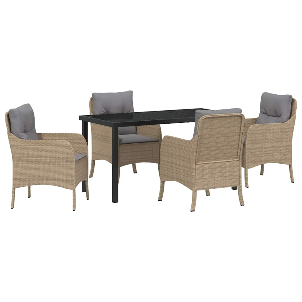 Garten Essgruppe mit Kissen 5 pcs Beige Poly-Rattan