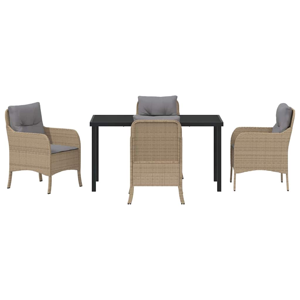 Garten Essgruppe mit Kissen 5 pcs Beige Poly-Rattan