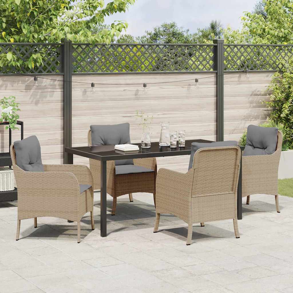 Garten Essgruppe mit Kissen 5 pcs Beige Poly-Rattan
