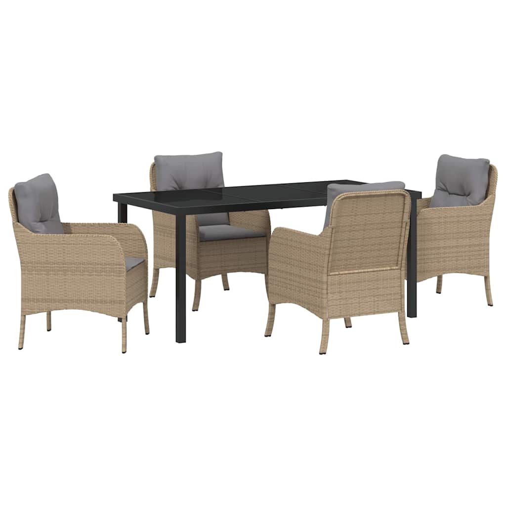 Garten Essgruppe mit Kissen 5 pcs Beige Poly-Rattan