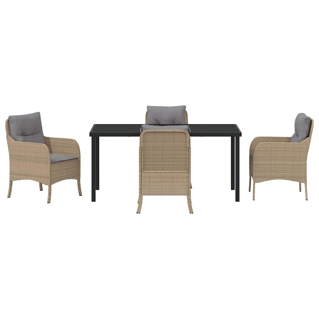 Garten Essgruppe mit Kissen 5 pcs Beige Poly-Rattan
