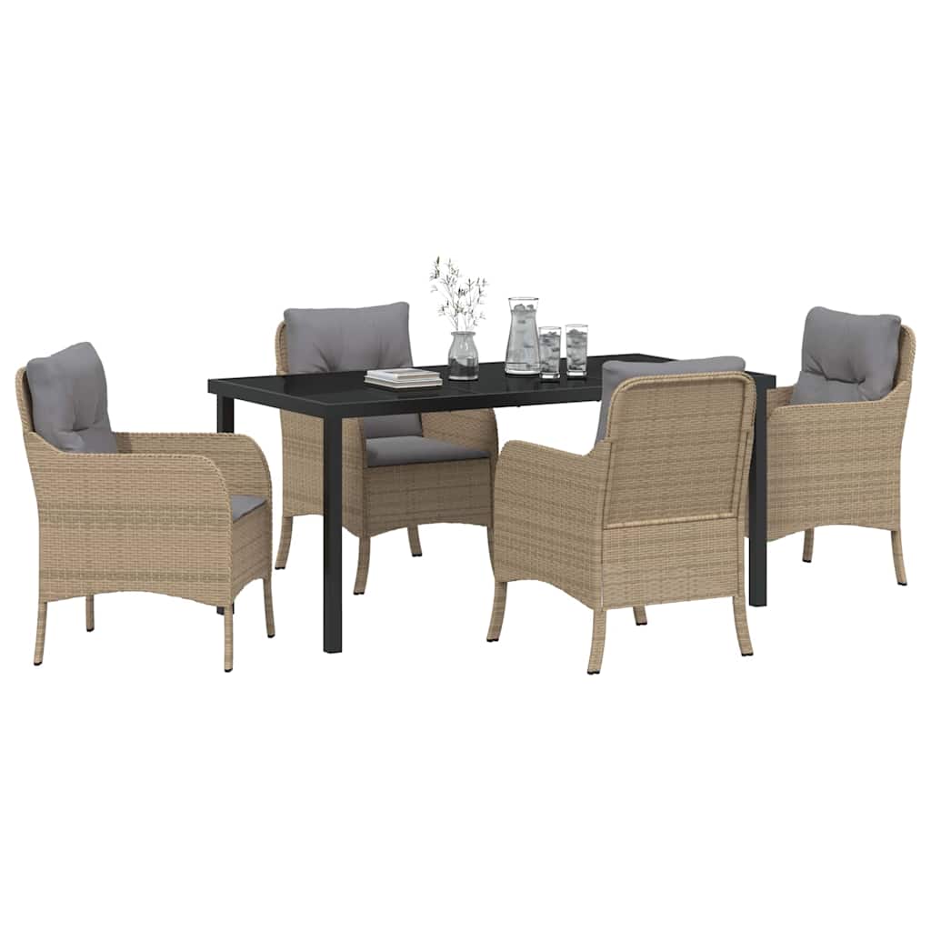 Garten Essgruppe mit Kissen 5 pcs Beige Poly-Rattan