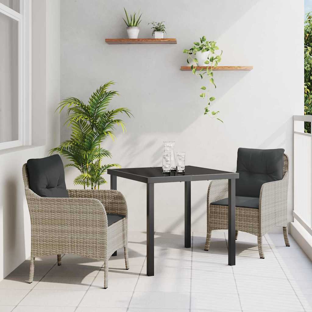 Garten Essgruppe mit Kissen 3 pcs Hellgrau Poly-Rattan