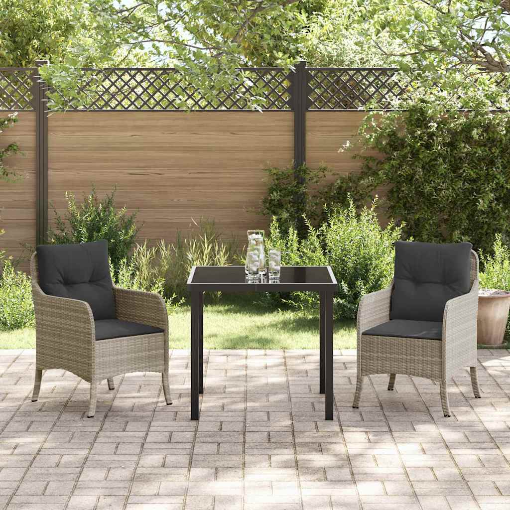 Garten Essgruppe mit Kissen 3 pcs Hellgrau Poly-Rattan