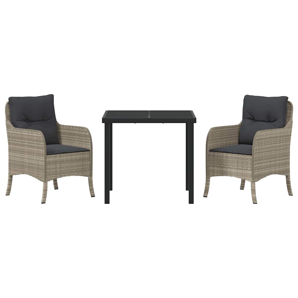 Garten Essgruppe mit Kissen 3 pcs Hellgrau Poly-Rattan