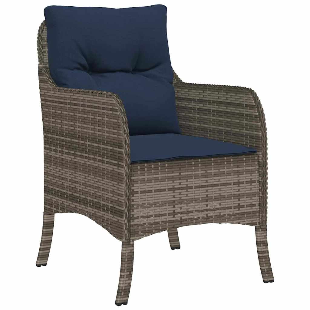 Garten Essgruppe mit Kissen 3 pcs Grau Poly-Rattan
