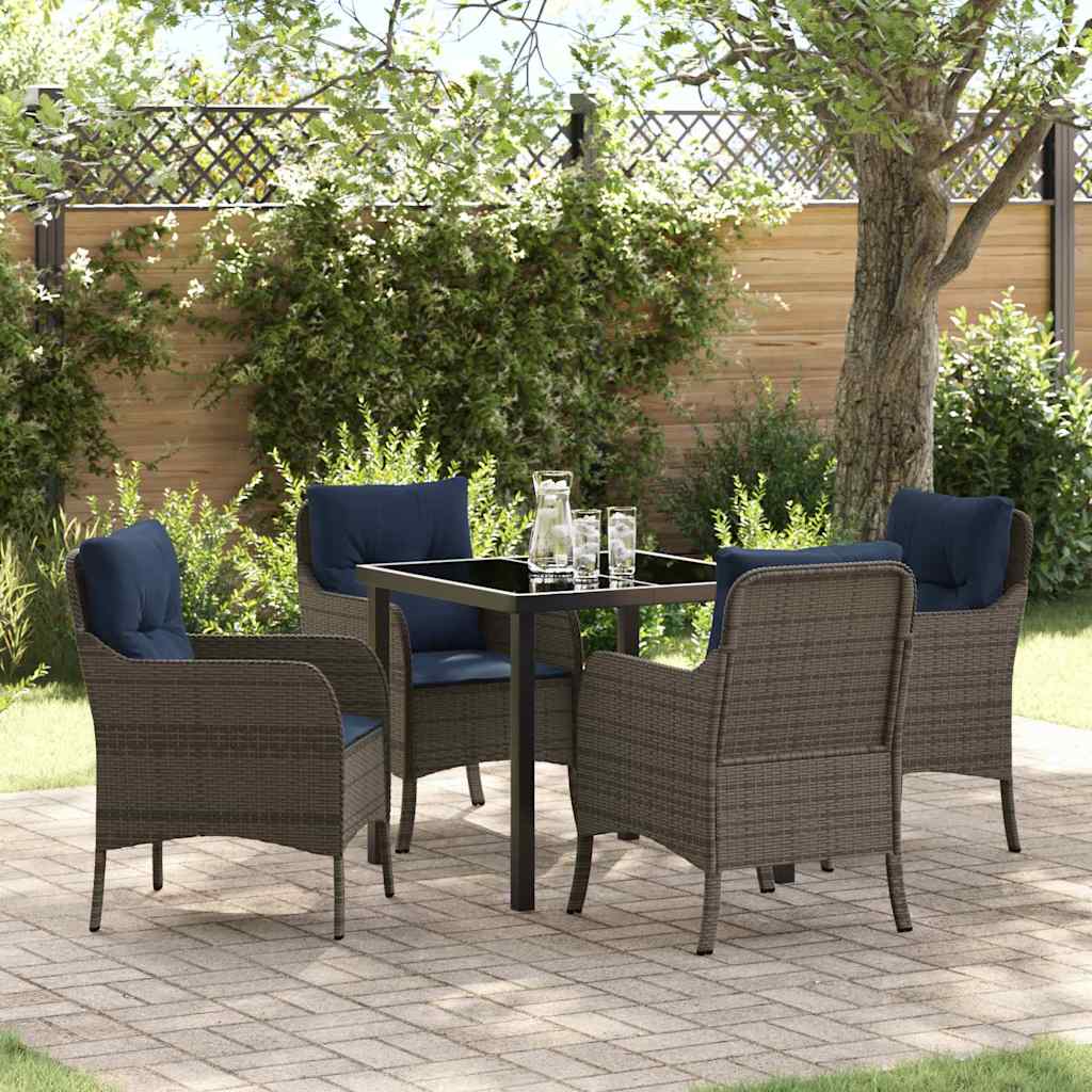 Garten Essgruppe mit Kissen 5 pcs Grau Poly-Rattan