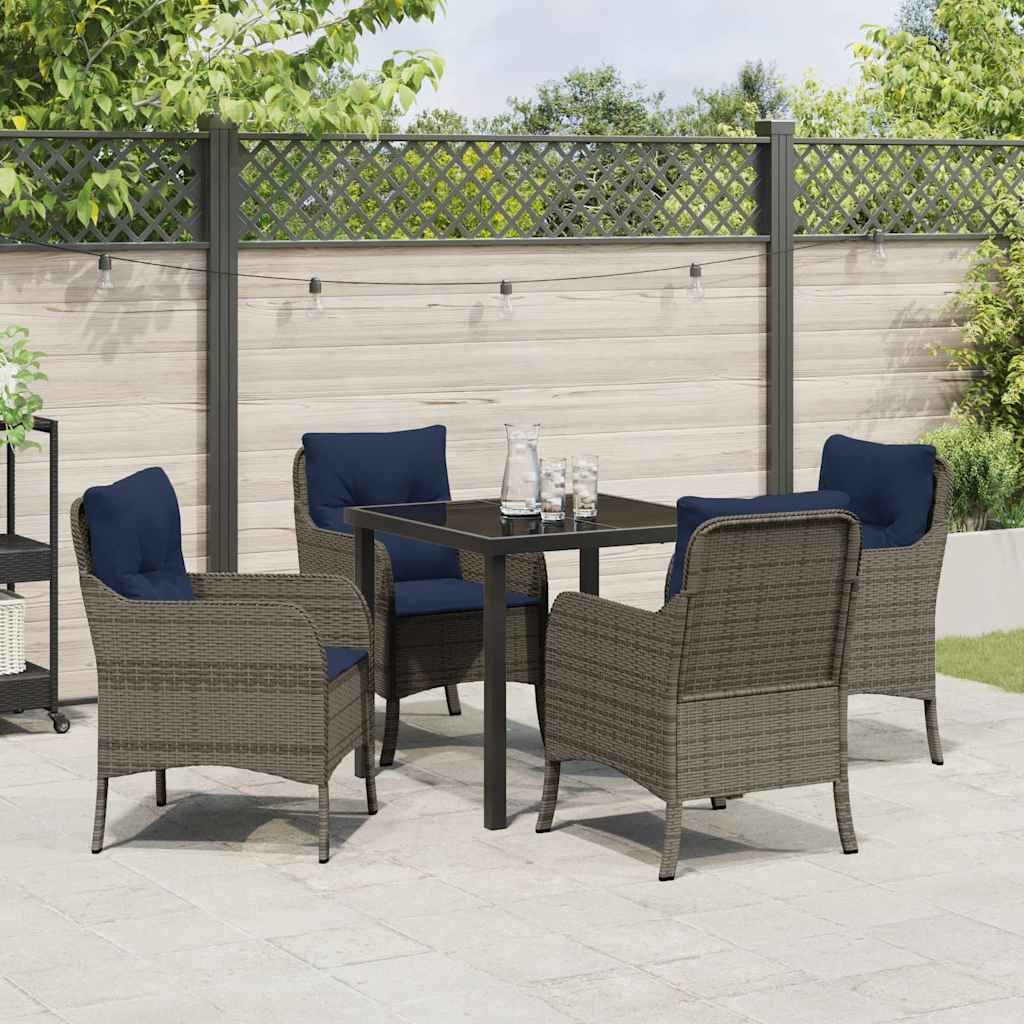 Garten Essgruppe mit Kissen 5 pcs Grau Poly-Rattan