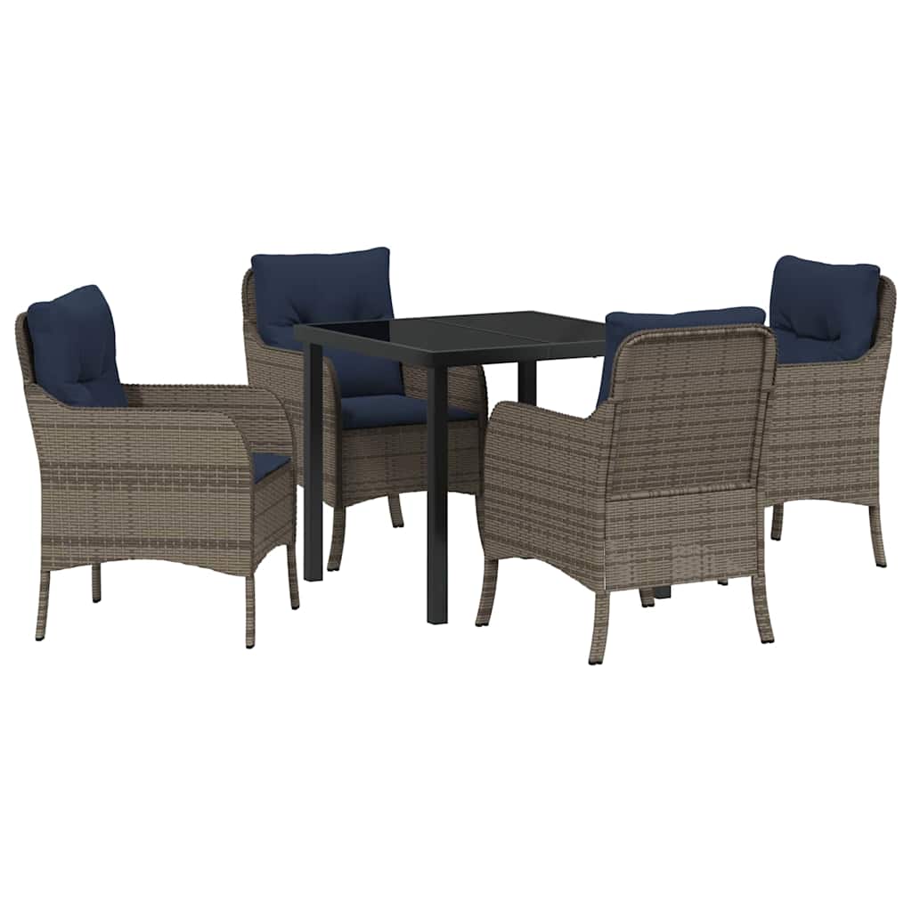 Garten Essgruppe mit Kissen 5 pcs Grau Poly-Rattan