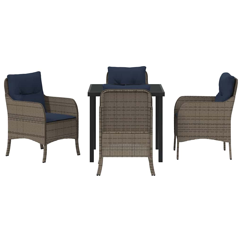 Garten Essgruppe mit Kissen 5 pcs Grau Poly-Rattan