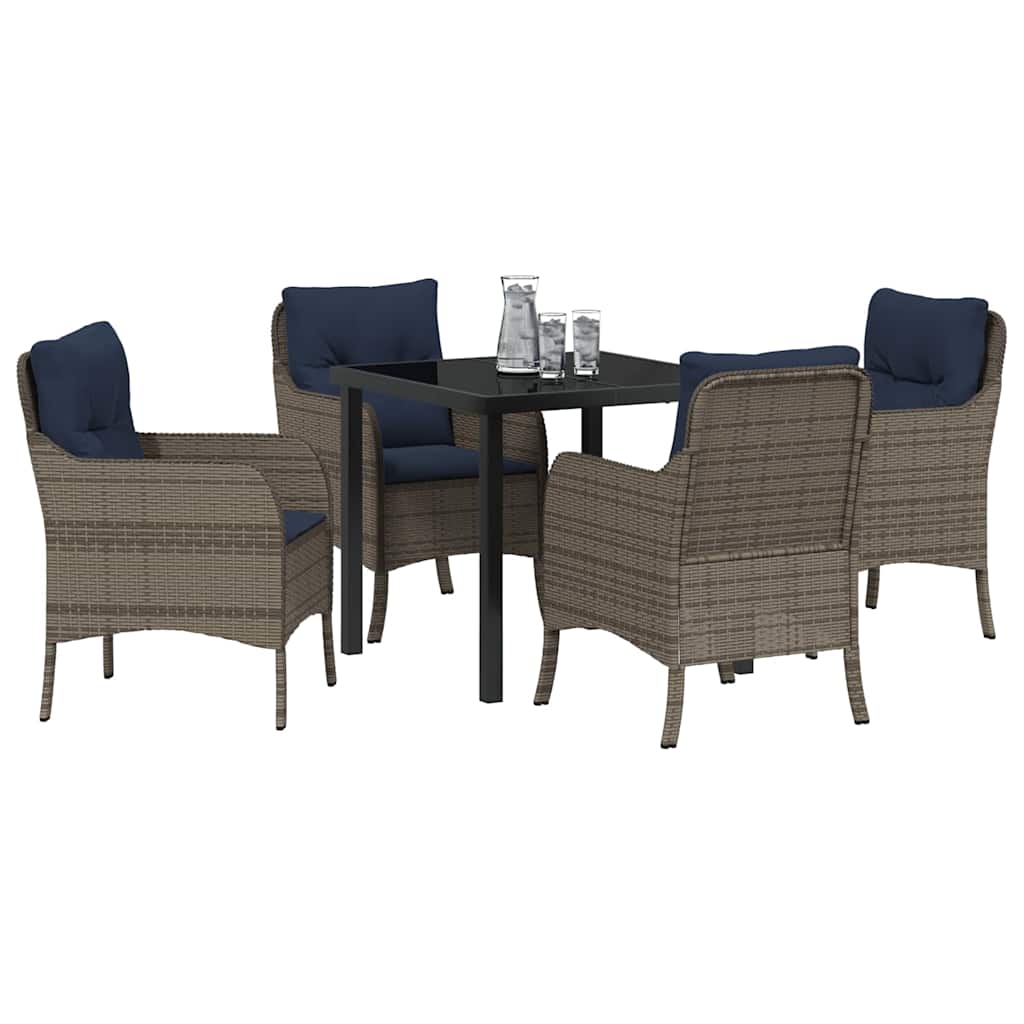 Garten Essgruppe mit Kissen 5 pcs Grau Poly-Rattan