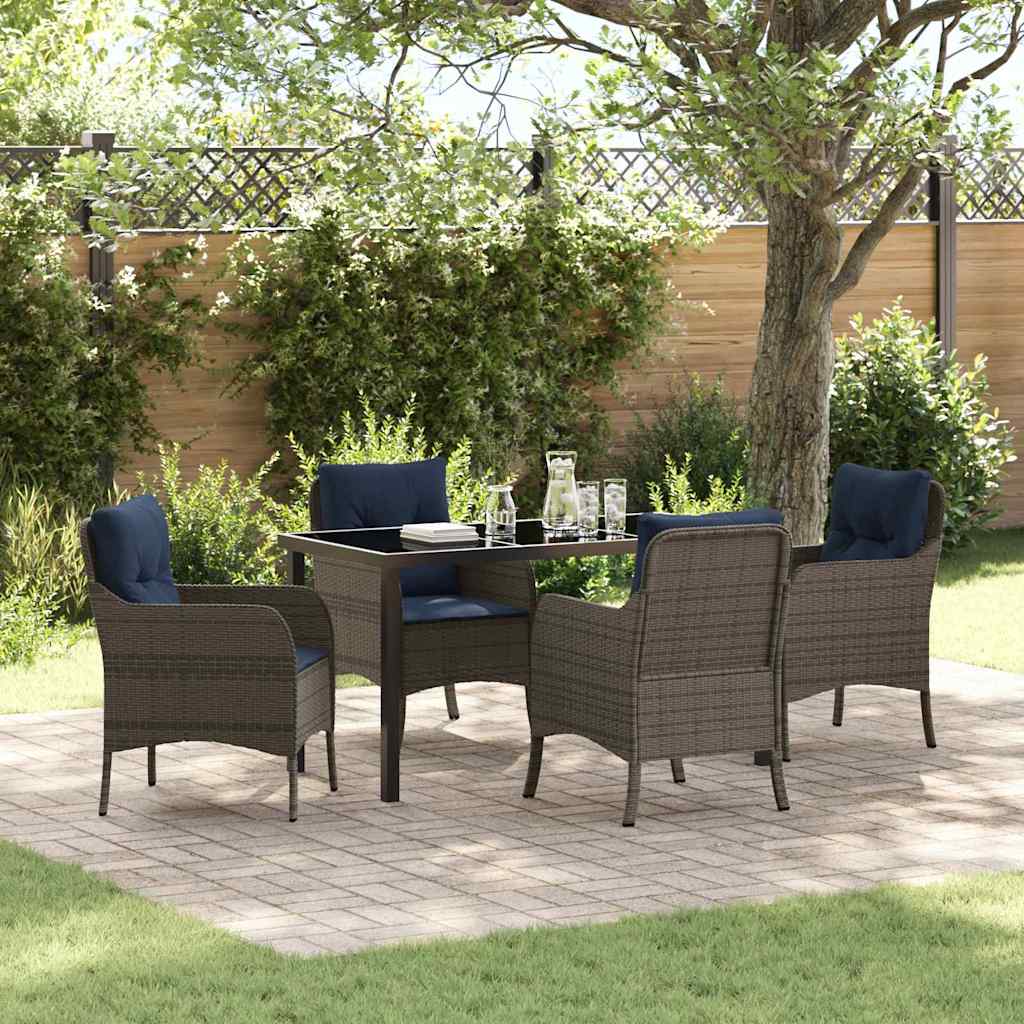 Garten Essgruppe mit Kissen 5 pcs Grau Poly-Rattan