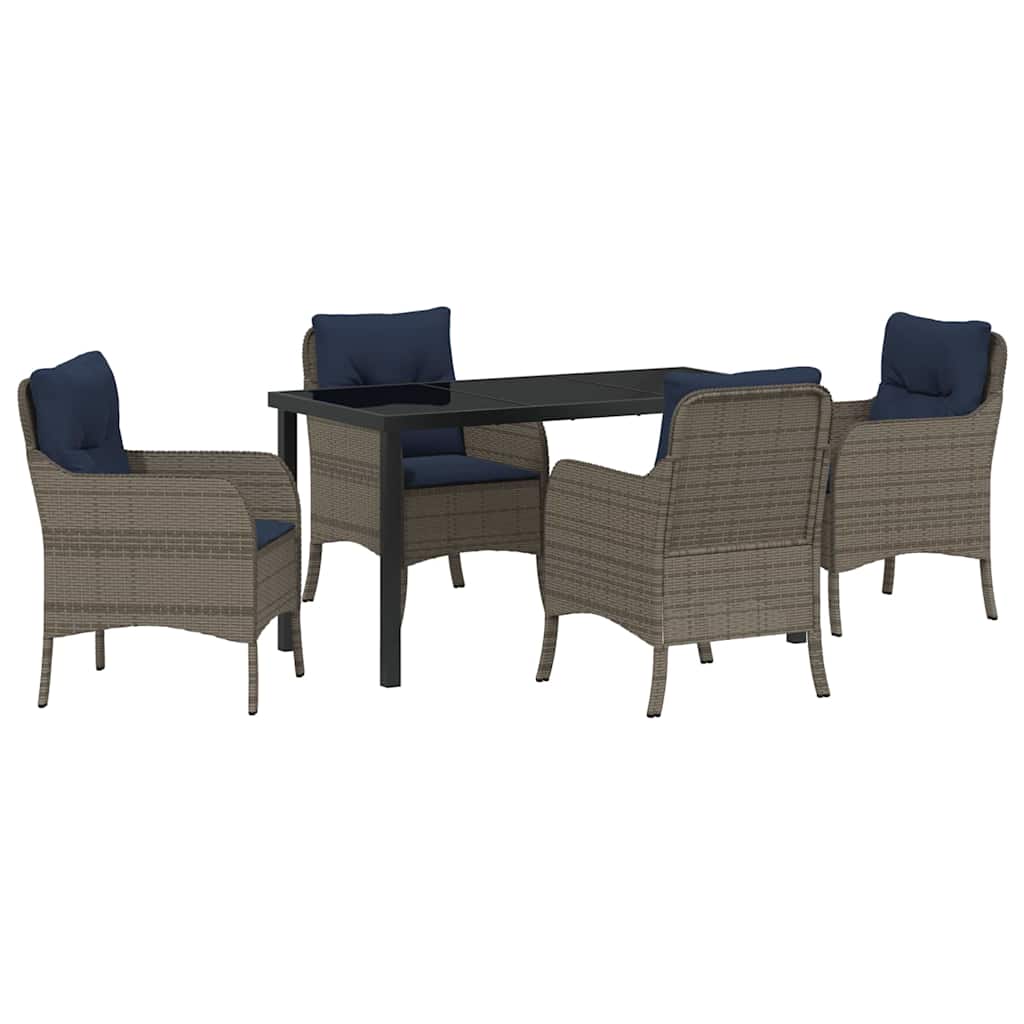 Garten Essgruppe mit Kissen 5 pcs Grau Poly-Rattan
