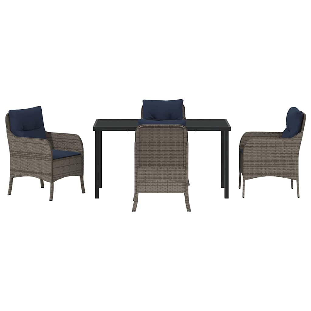 Garten Essgruppe mit Kissen 5 pcs Grau Poly-Rattan