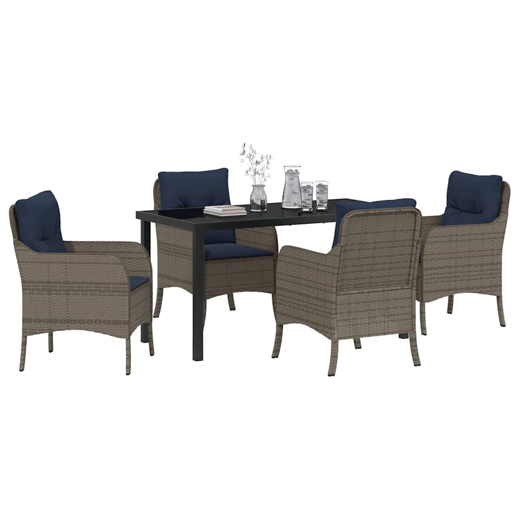 Garten Essgruppe mit Kissen 5 pcs Grau Poly-Rattan