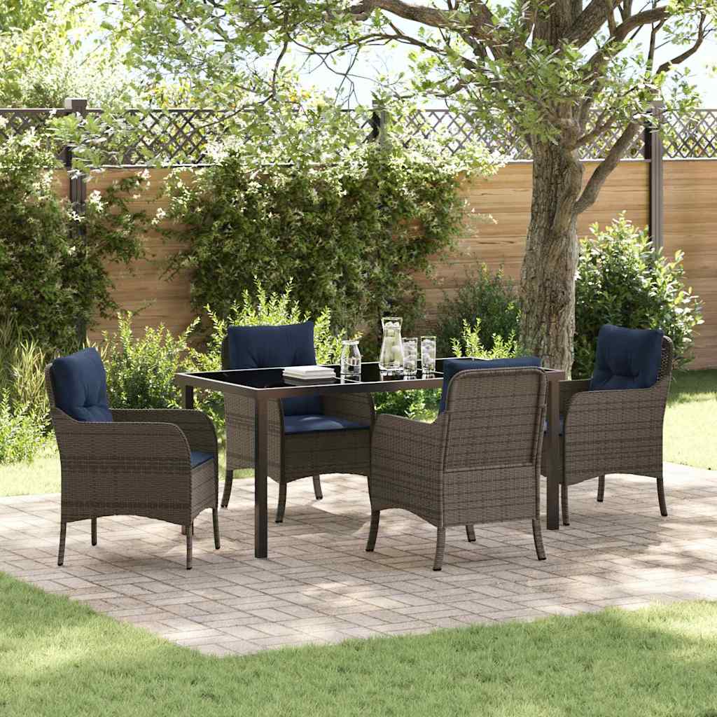 Garten Essgruppe mit Kissen 5 pcs Grau Poly-Rattan