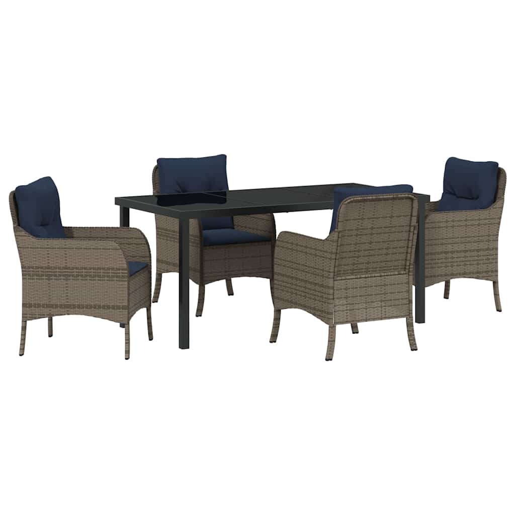 Garten Essgruppe mit Kissen 5 pcs Grau Poly-Rattan