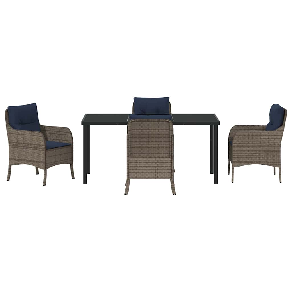 Garten Essgruppe mit Kissen 5 pcs Grau Poly-Rattan