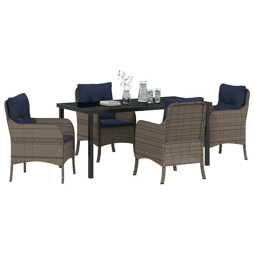 Garten Essgruppe mit Kissen 5 pcs Grau Poly-Rattan