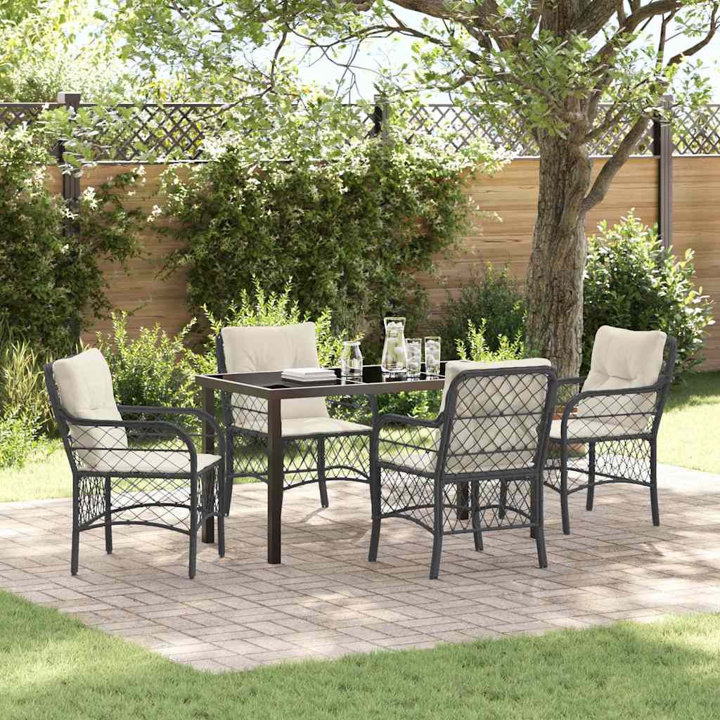 Garten Essgruppe mit Kissen 5 pcs Schwarz Poly-Rattan