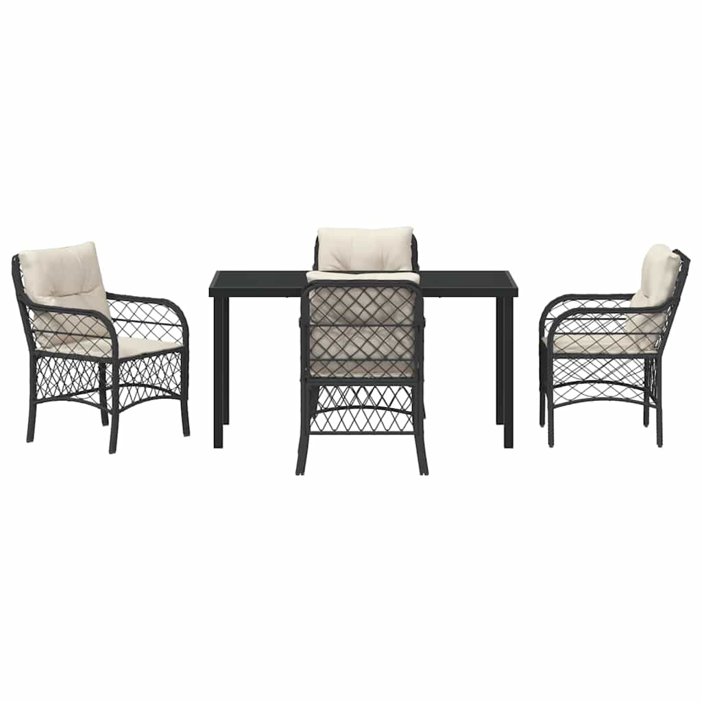 Garten Essgruppe mit Kissen 5 pcs Schwarz Poly-Rattan