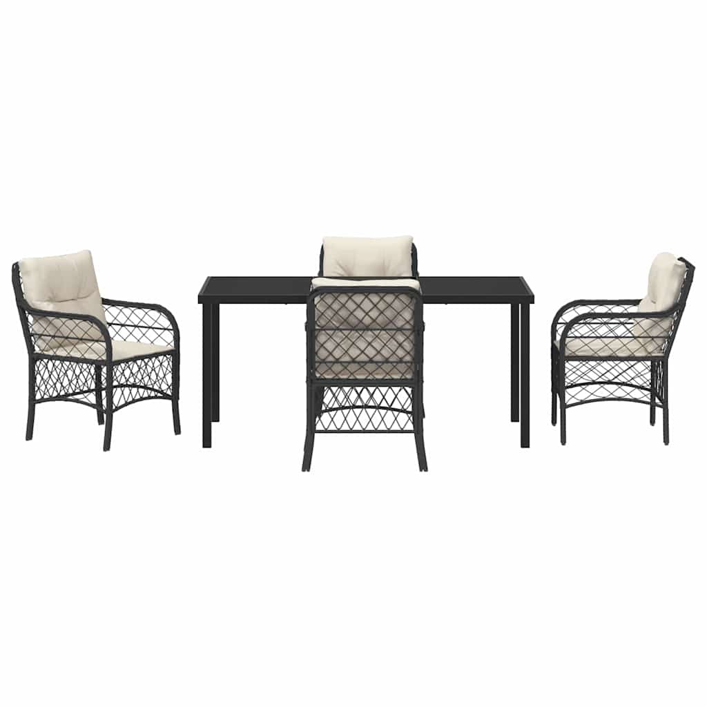 Garten Essgruppe mit Kissen 5 pcs Schwarz Poly-Rattan