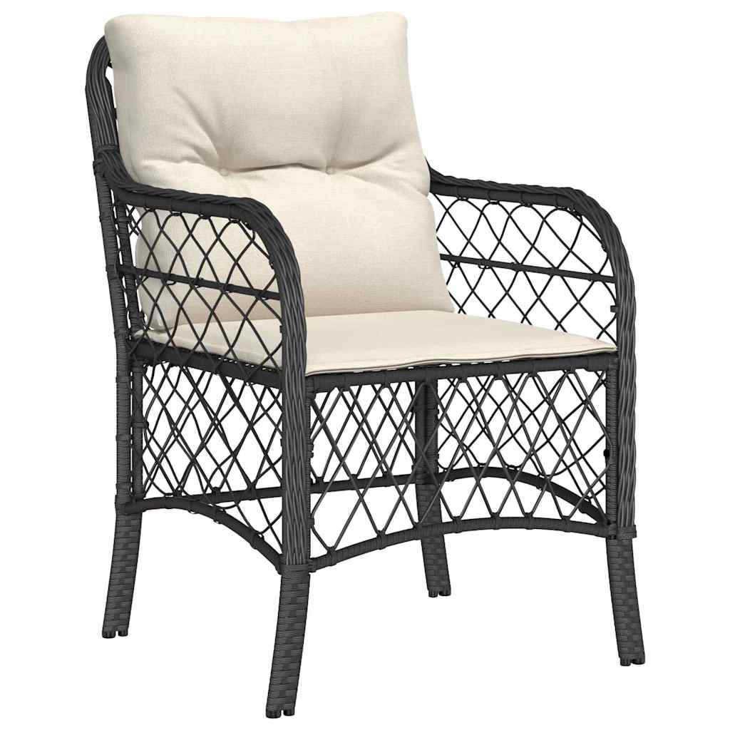 Garten Essgruppe mit Kissen 7 pcs Schwarz Poly-Rattan