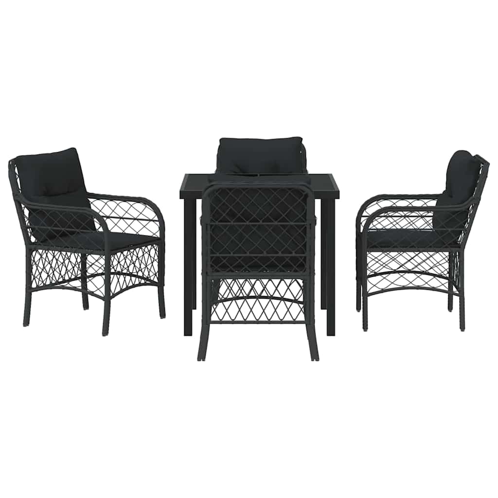Garten Essgruppe mit Kissen 5 pcs Schwarz Poly-Rattan