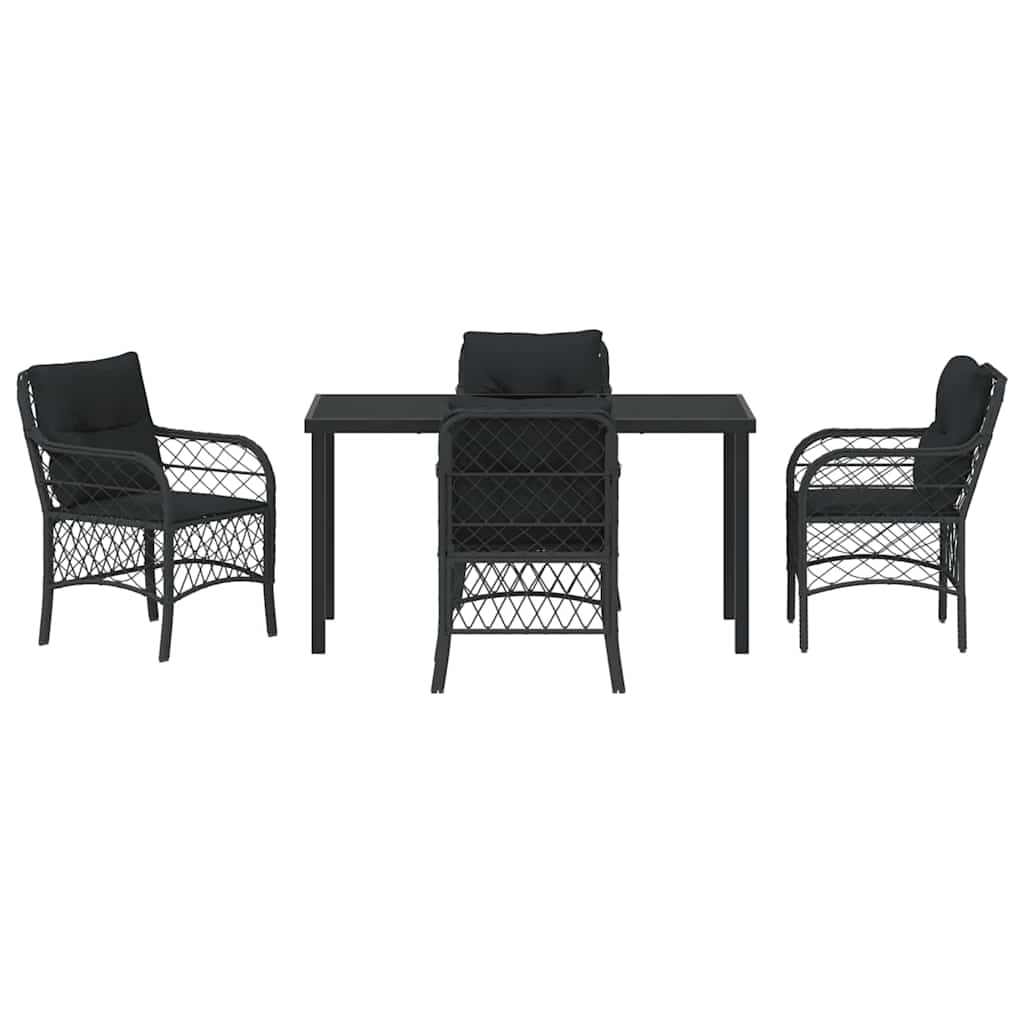 Garten Essgruppe mit Kissen 5 pcs Schwarz Poly-Rattan