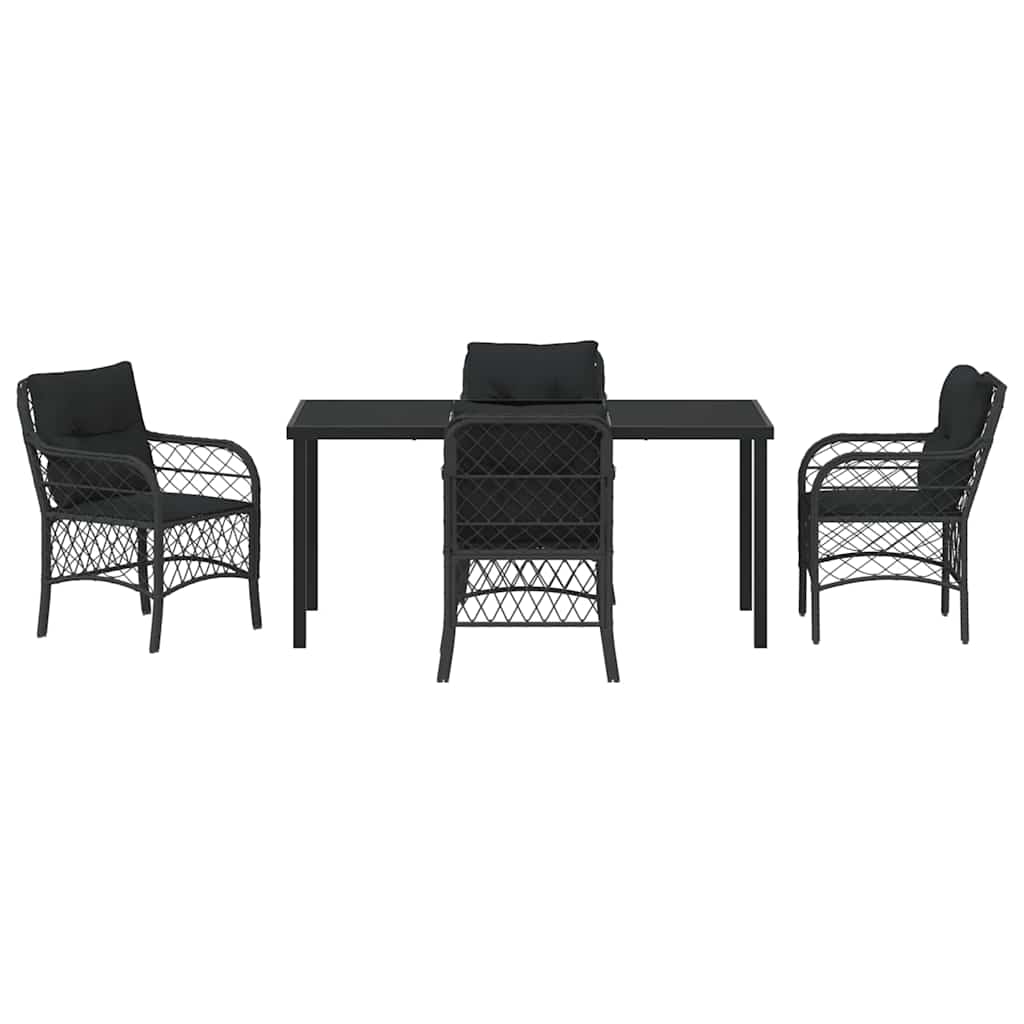 Garten Essgruppe mit Kissen 5 pcs Schwarz Poly-Rattan