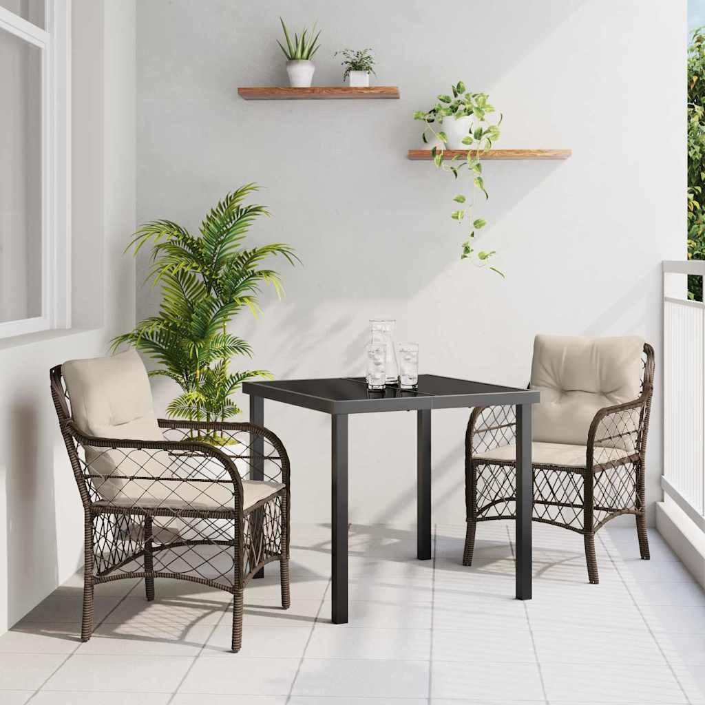 Garten Essgruppe mit Kissen 3 pcs Braun Poly-Rattan