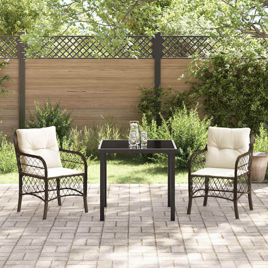 Garten Essgruppe mit Kissen 3 pcs Braun Poly-Rattan