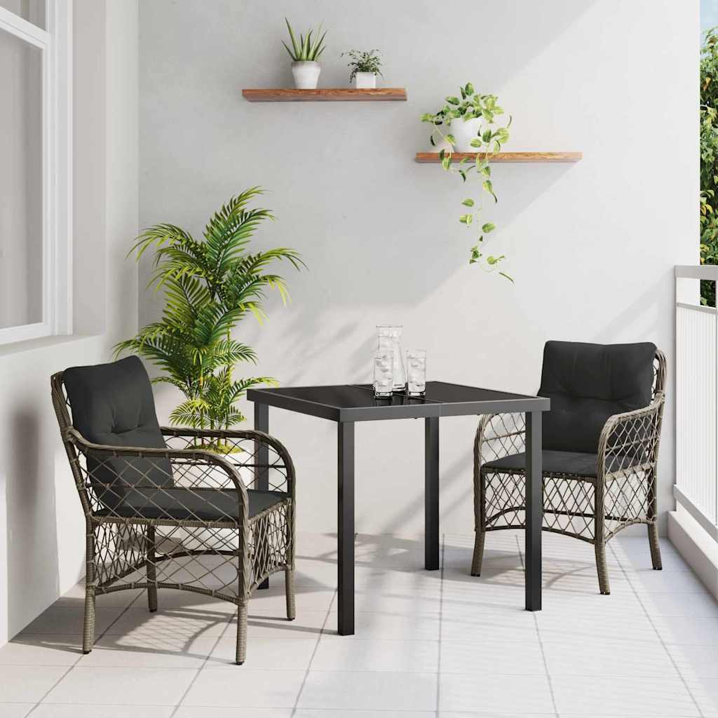 Garten Essgruppe mit Kissen 3 pcs Grau Poly-Rattan
