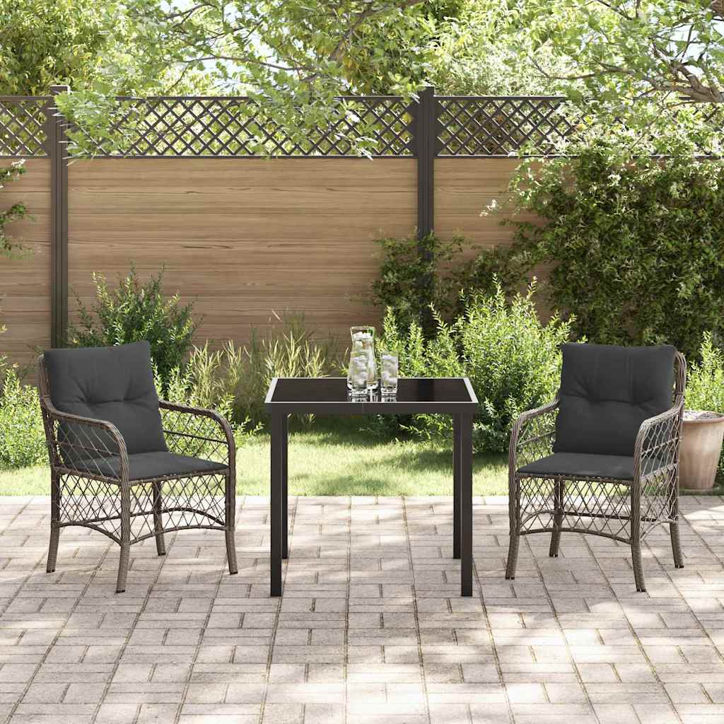 Garten Essgruppe mit Kissen 3 pcs Grau Poly-Rattan