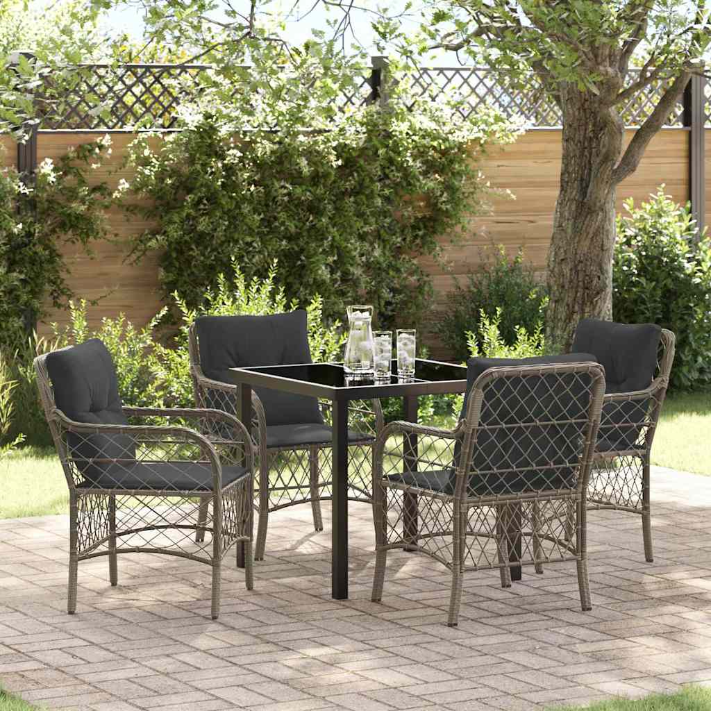 Garten Essgruppe mit Kissen 5 pcs Grau Poly-Rattan