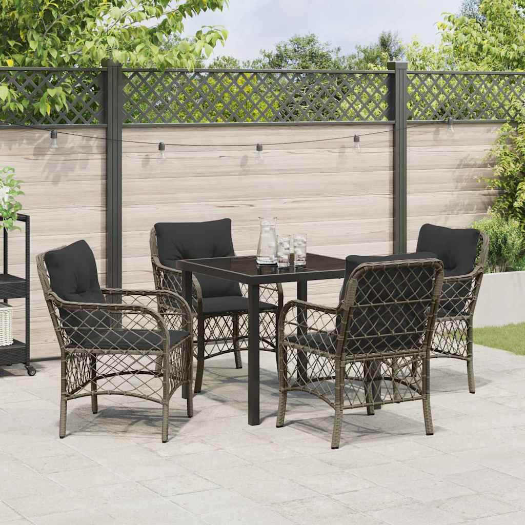 Garten Essgruppe mit Kissen 5 pcs Grau Poly-Rattan