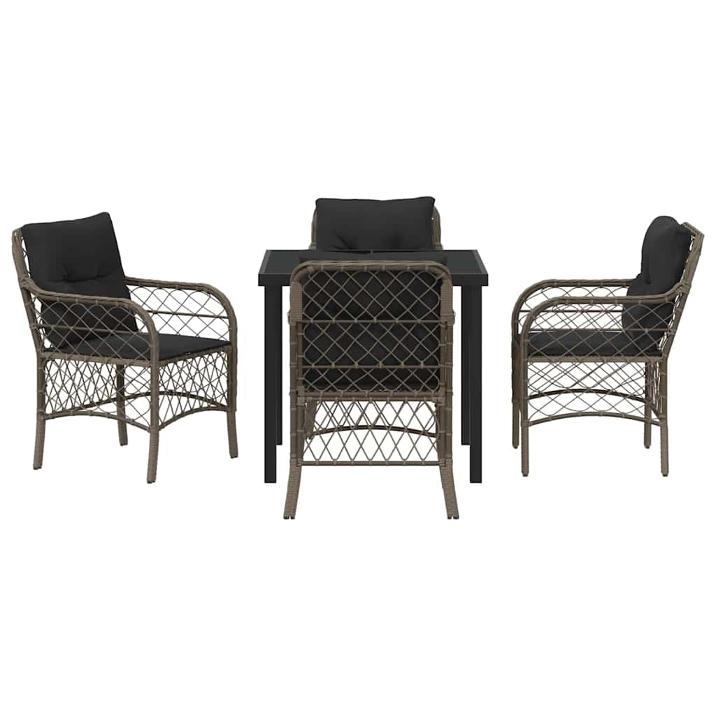 Garten Essgruppe mit Kissen 5 pcs Grau Poly-Rattan